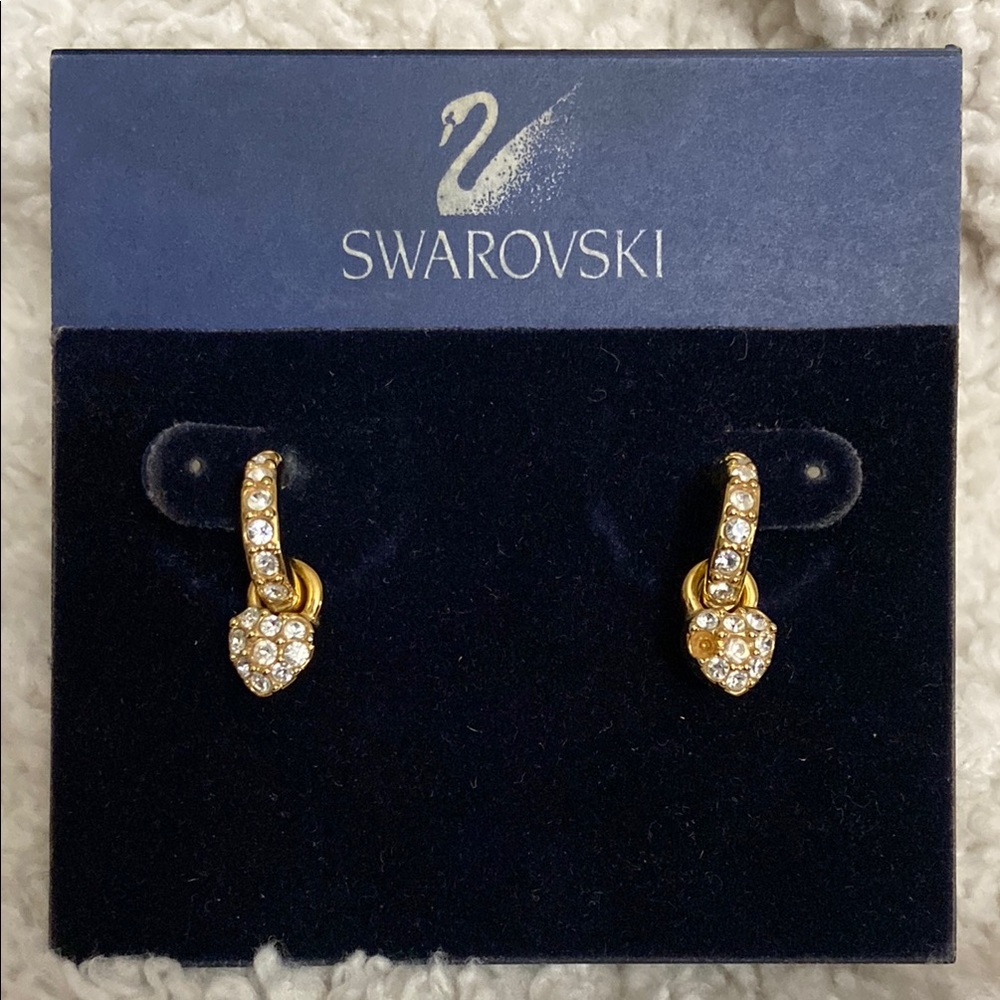 Swarovski Gold Heart Earrings
